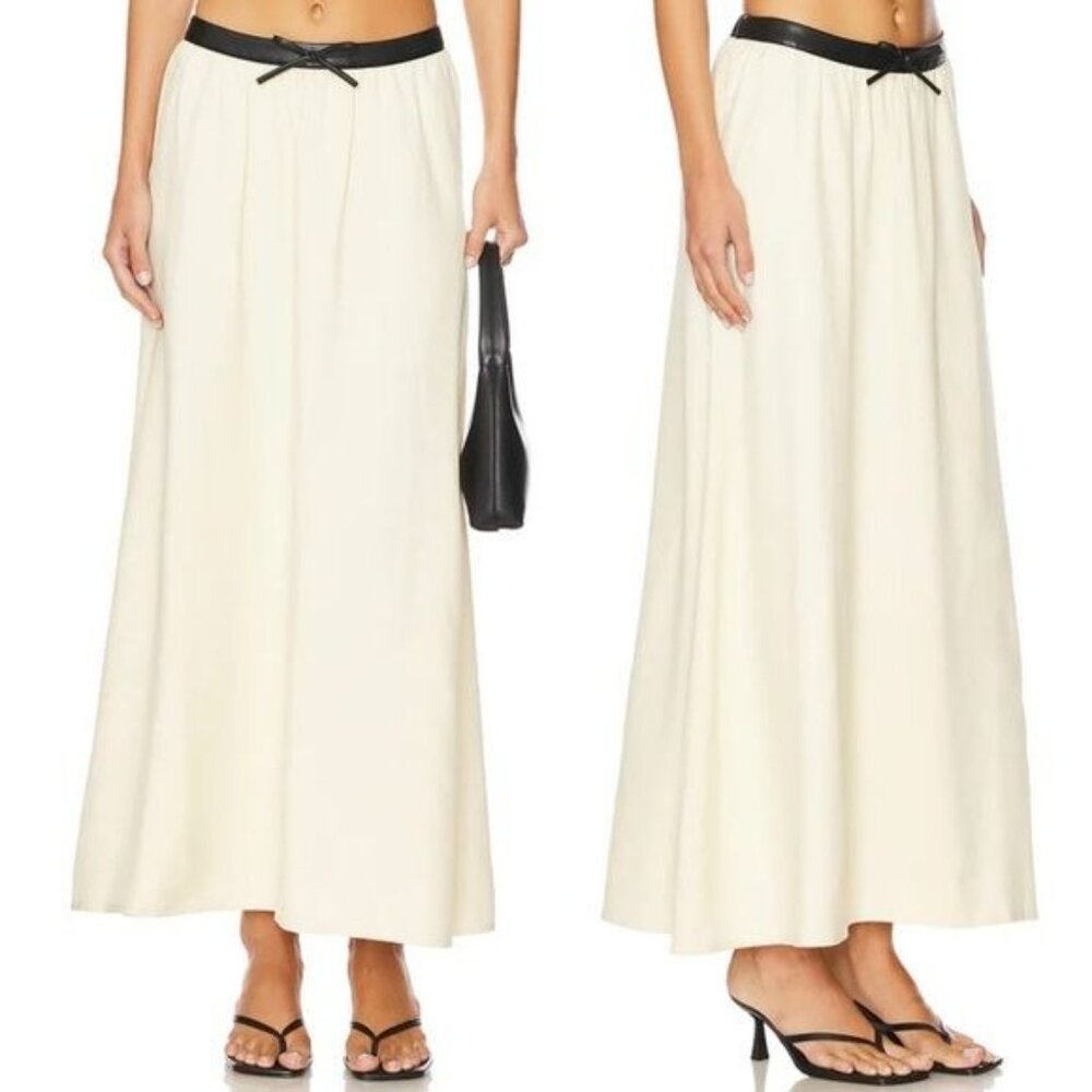 NWT Weworewhat Bow Maxi Skirt in Wood Ash & Black S - Picture 2 of 14